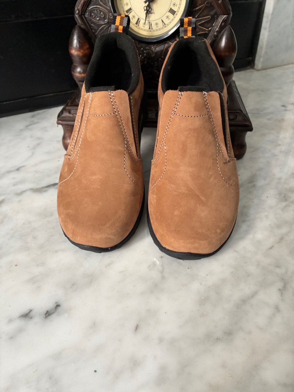 Merrell Kids Tan and Black Slip-On Loafers